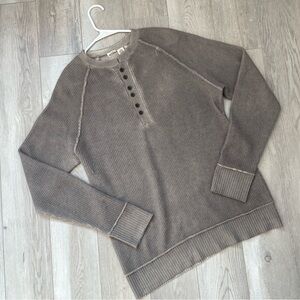 NSF Henley Sweater wool cashmere waffle knit mens Beige (xlarge) preppy casual